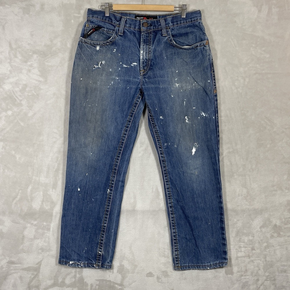 Ariat FR M3 Loose Fit Work Pants Mens 35x34 (fit 35x30) Blue Denim Flame10014450